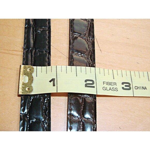 Lot of 2 Womens Brown Black Croc Design Faux Leather Dress Belts Size 10 - Picture 7 of 8